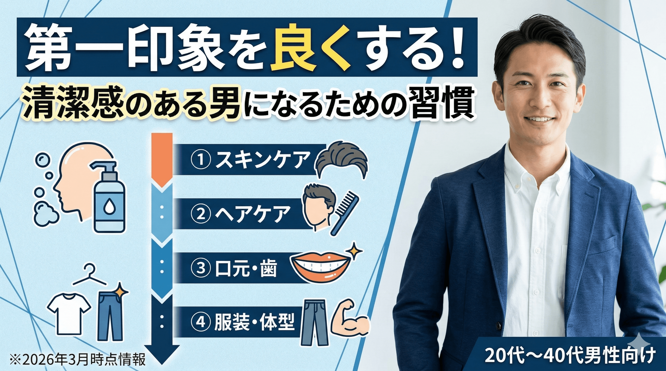 男性の見た目・印象改善ガイド【2026年最新版】