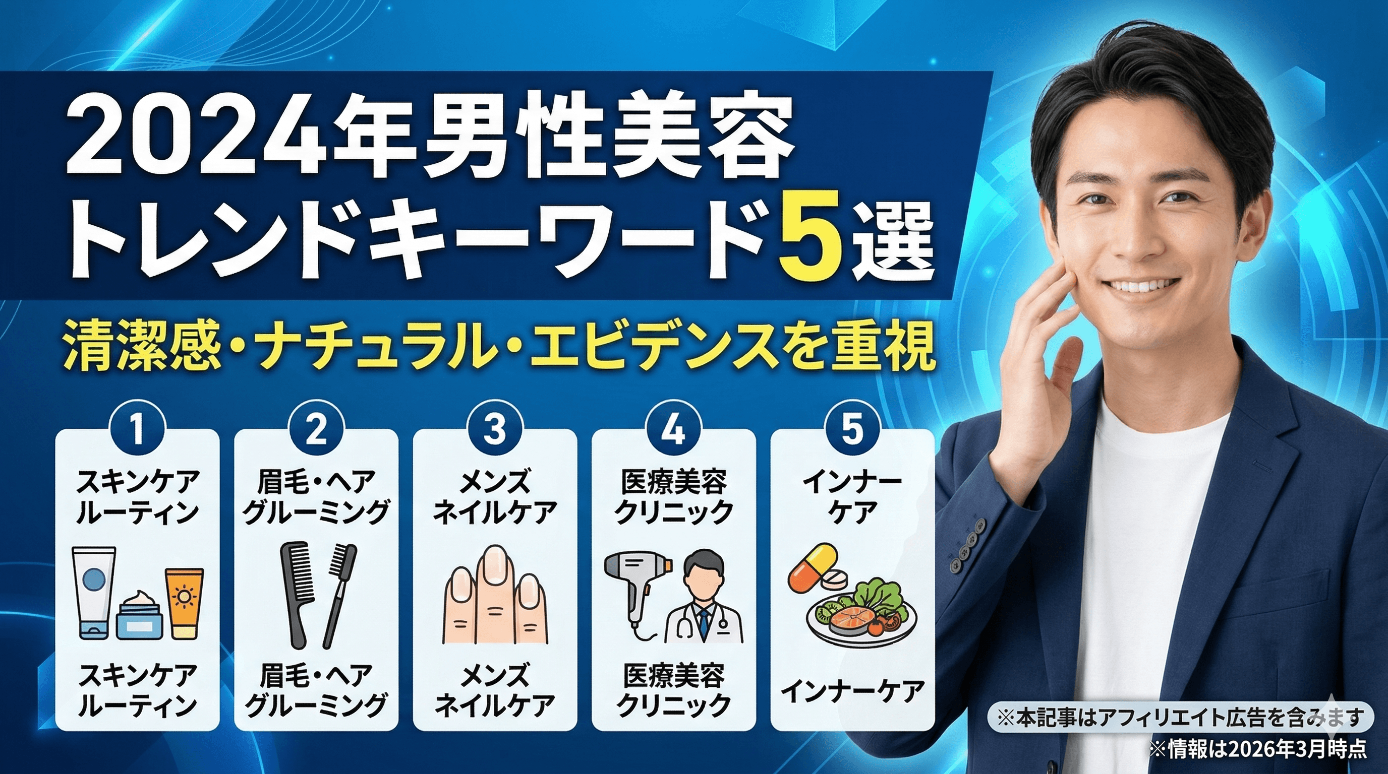 男性美容トレンド2024年版|注目キーワード5選と実践法